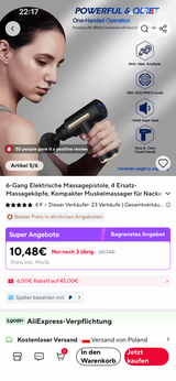 Tragbare Massagepistole mit LED-Touchscreen & 4 Aufsätzen
